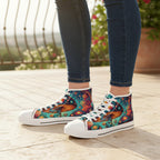 Mushroom Art High Top Sneakers | Colorful Trippy Shoes | Festival Fashion
