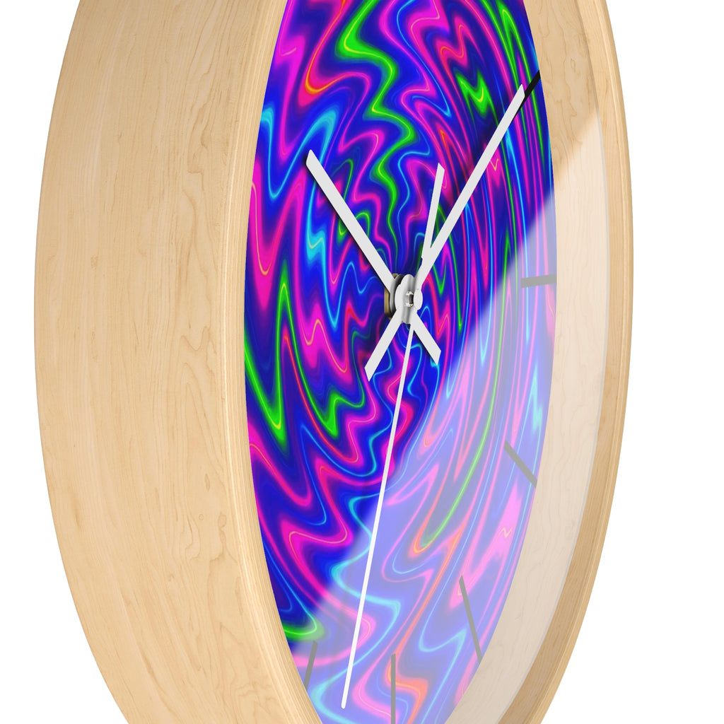 Psychedelic Abstract Wall Clock | Vibrant Neon Swirl Home Decor | Unique Trippy Gift