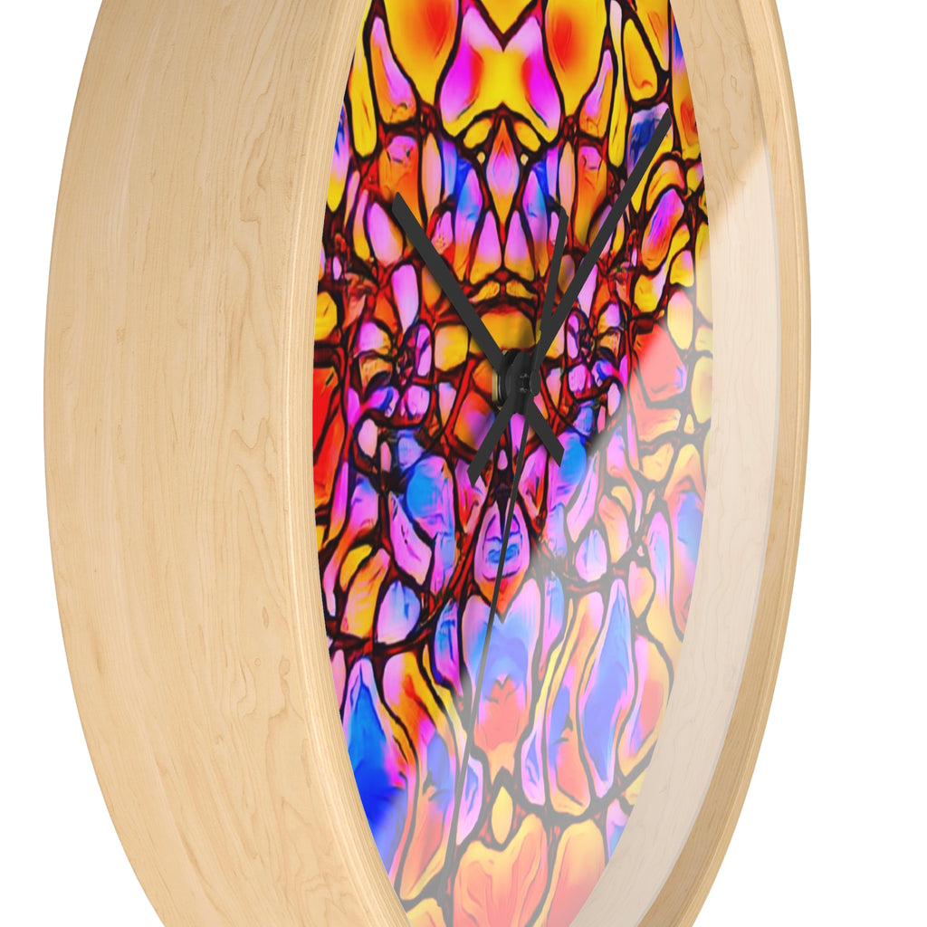 Stained Glass Kaleidoscope Wall Clock | Jewel Tone Abstract Home Decor | Silent Art Gift