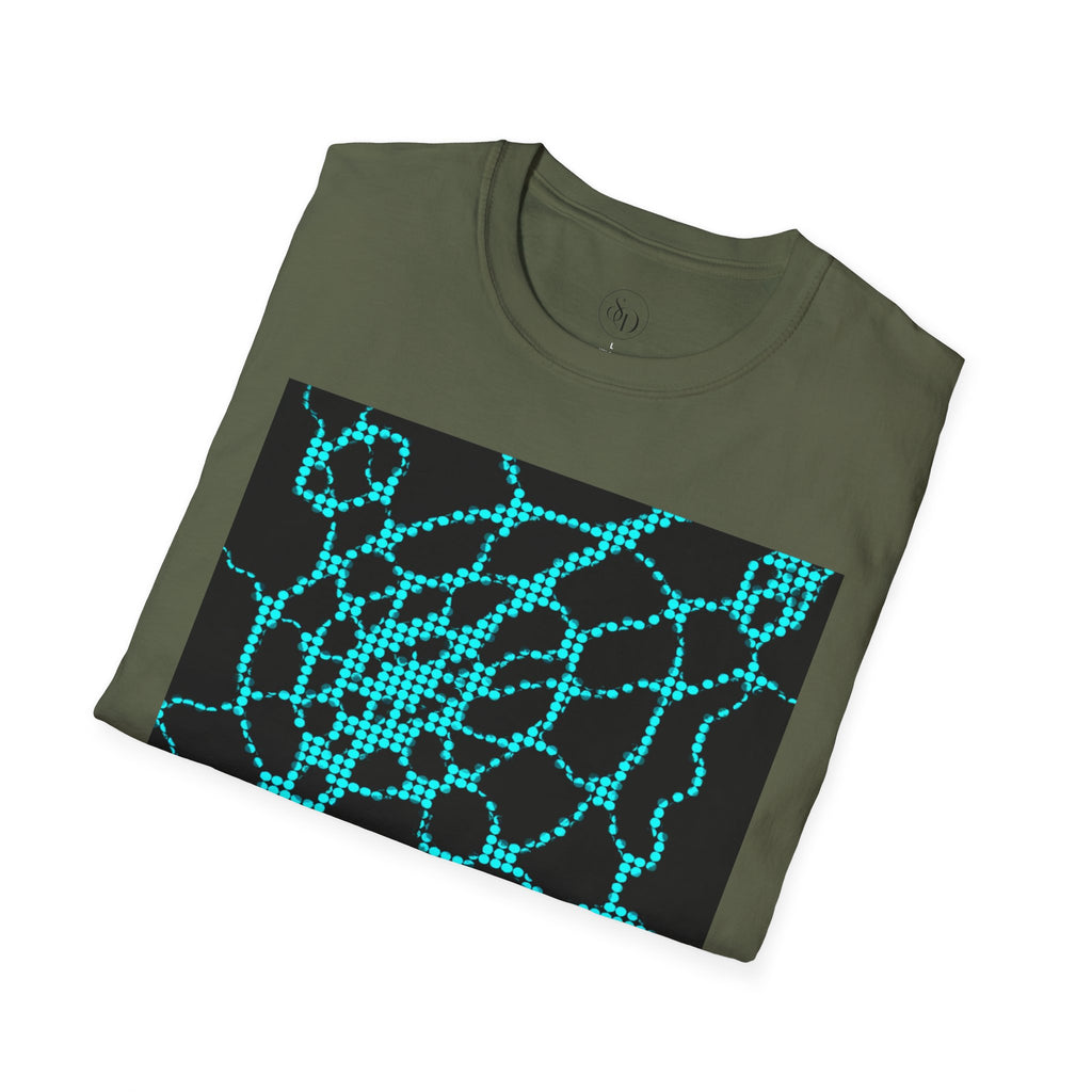 Neural Pattern T-Shirt | Black Turquoise Tech Aesthetic Tee