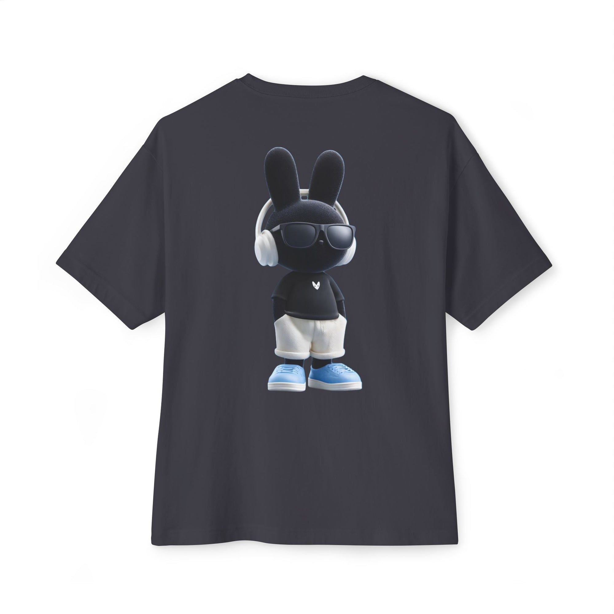 Oversized | Black Bunny Character Tee | Bunny Graphic T-Shirt