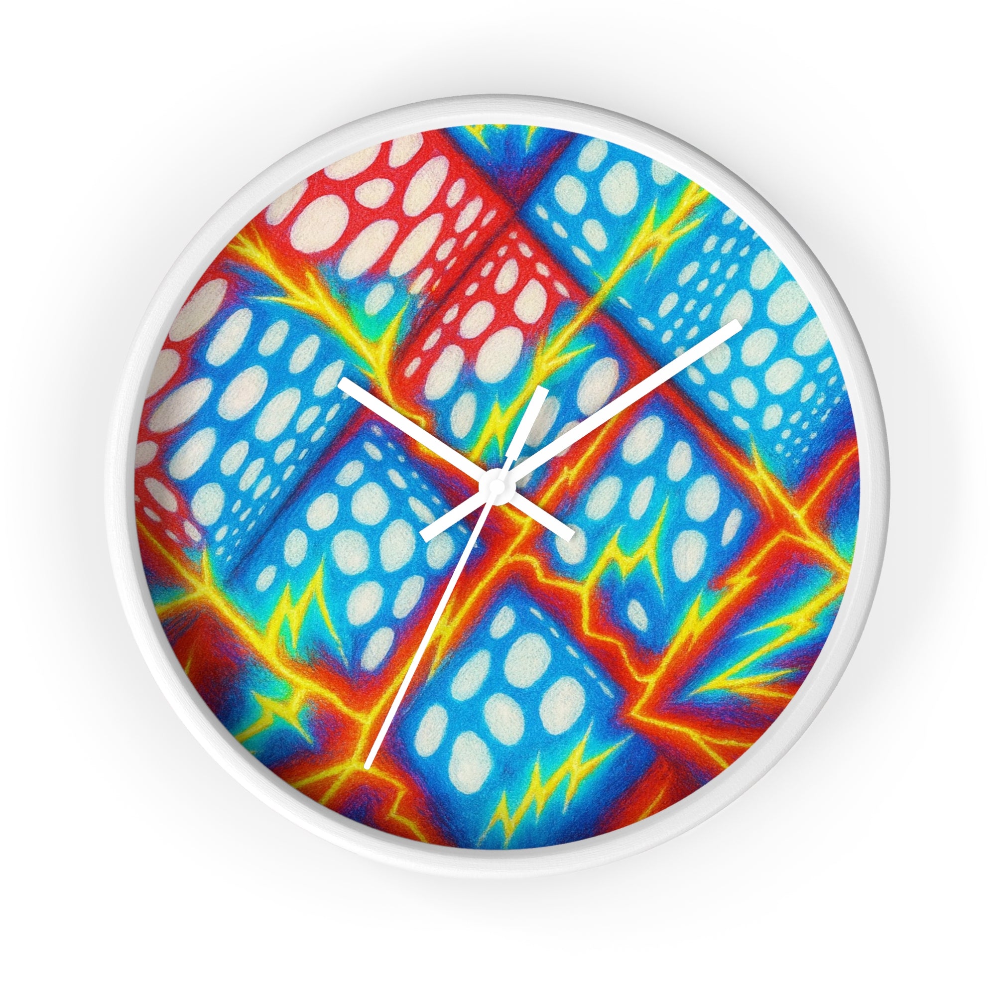 Geometric Cubes Abstract Wall Clock | Primary Color Pop Art Decor | Silent Unique Gift