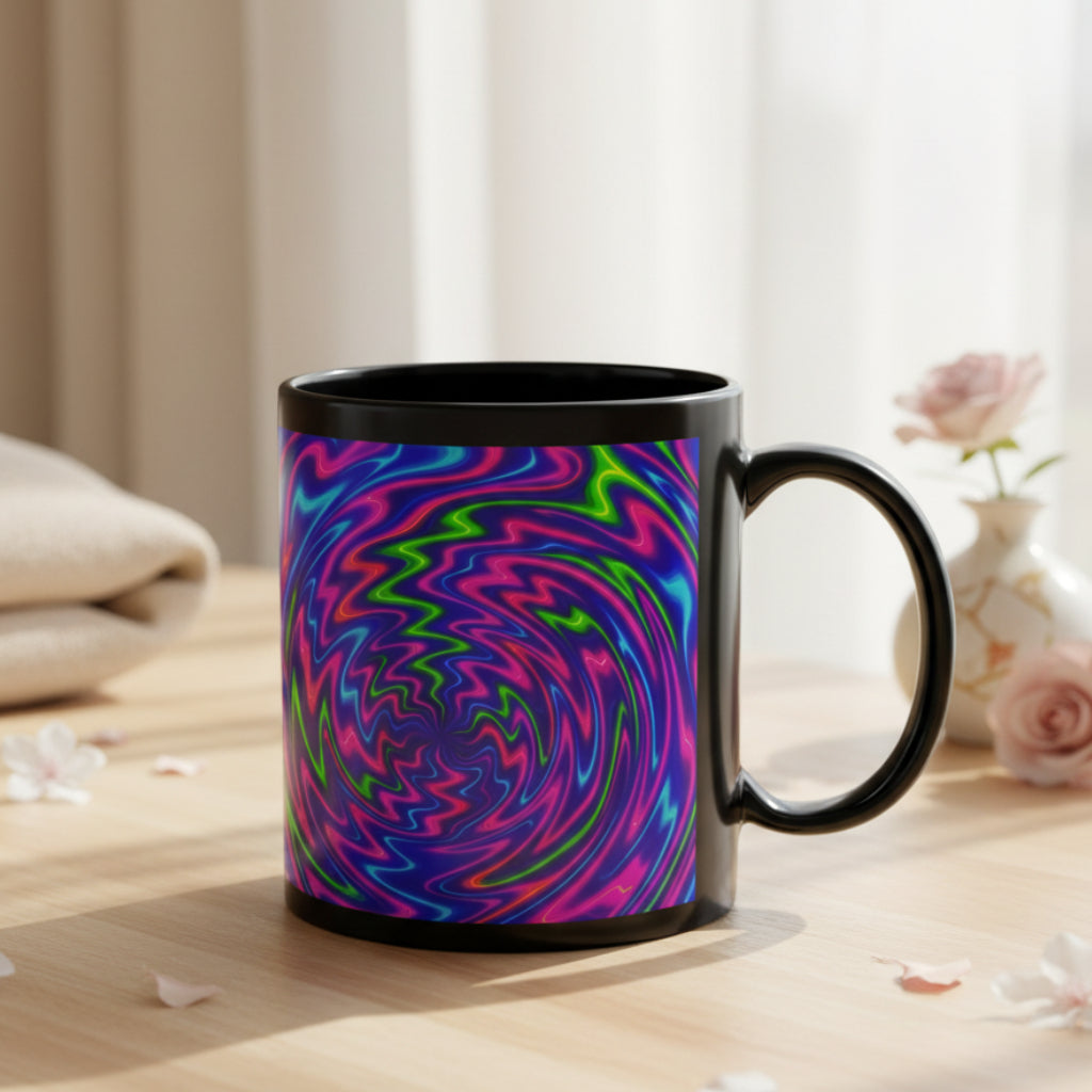 Black Abstract Coffee Cup | Trippy Art Gift