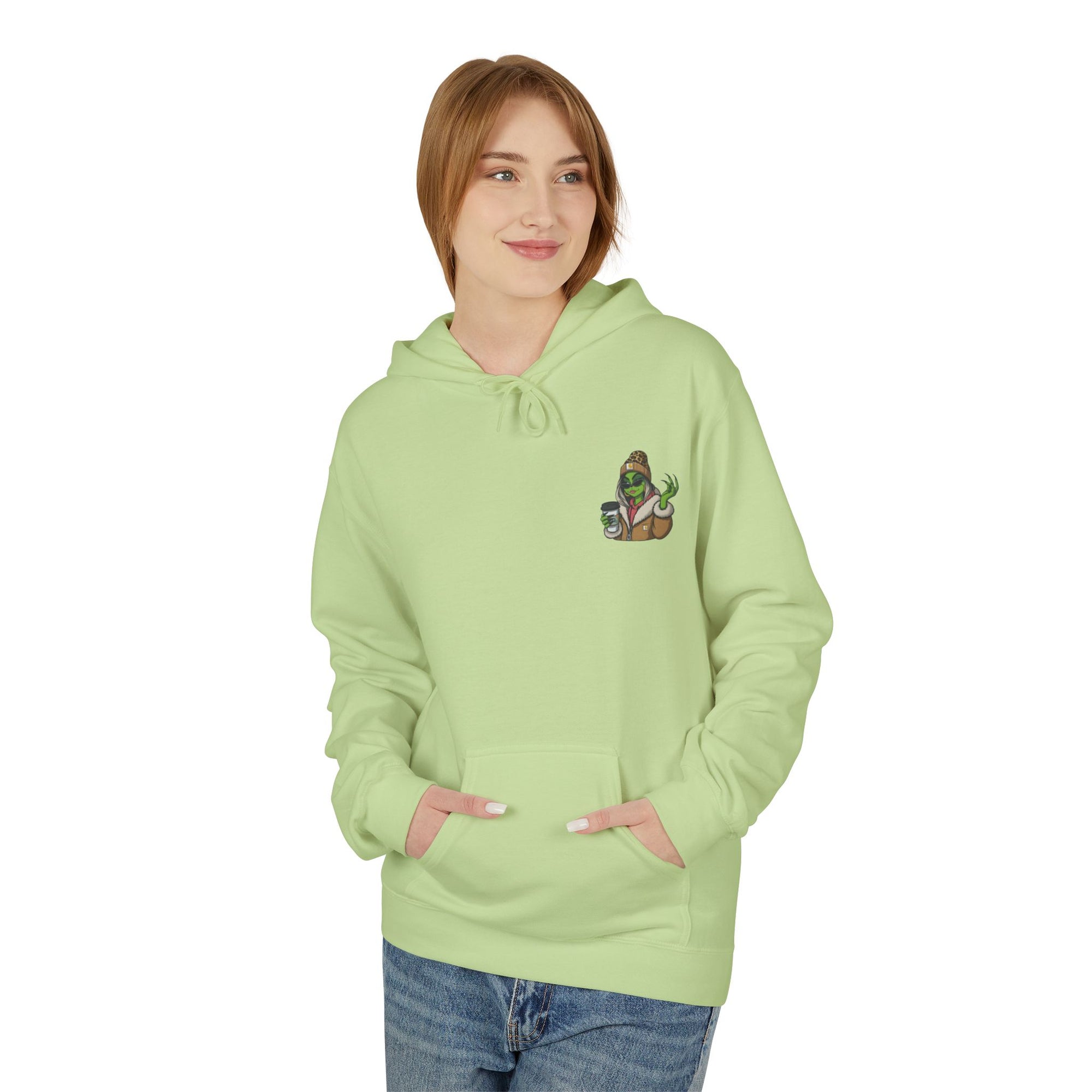 Sassy Grinch Girl Coffee Hoodie | Cozy Alien Winter Sweater | Funny Christmas Gift