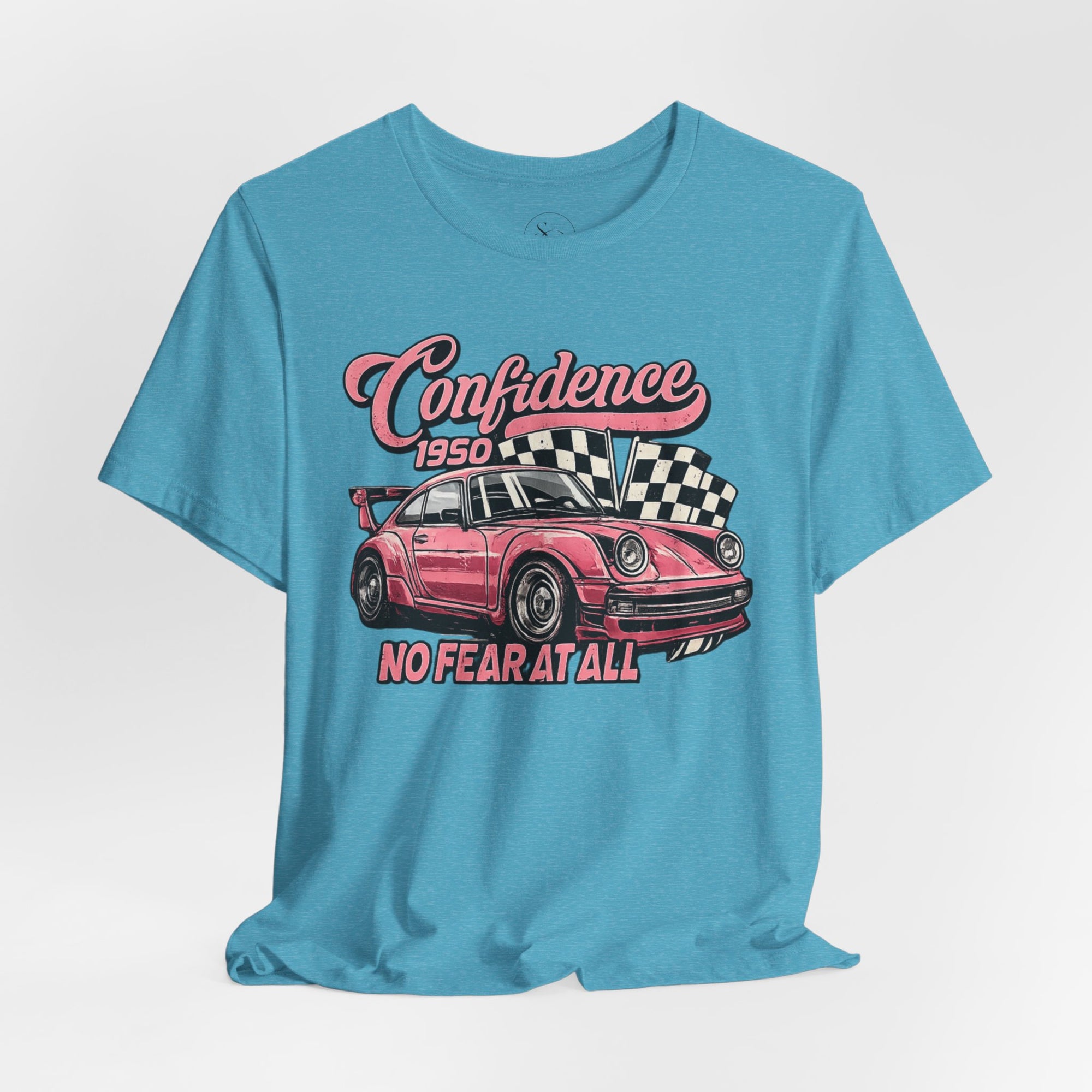 Vintage Pink Porsche 1950 Racing Tee | Confidence No Fear At All