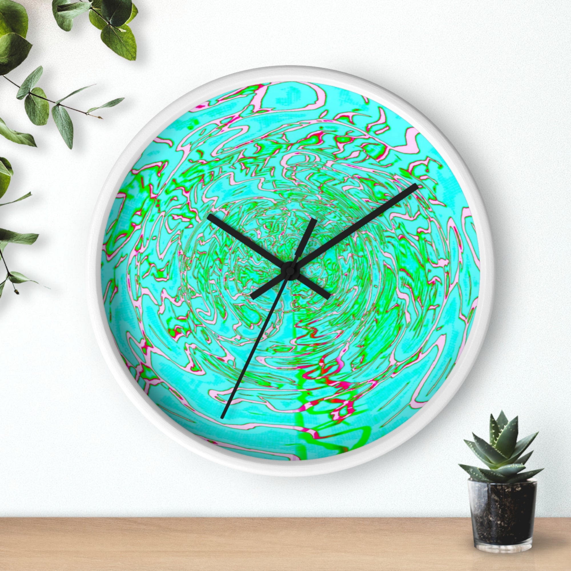 Green Abstract Wall Clock | Modern Silent Clock