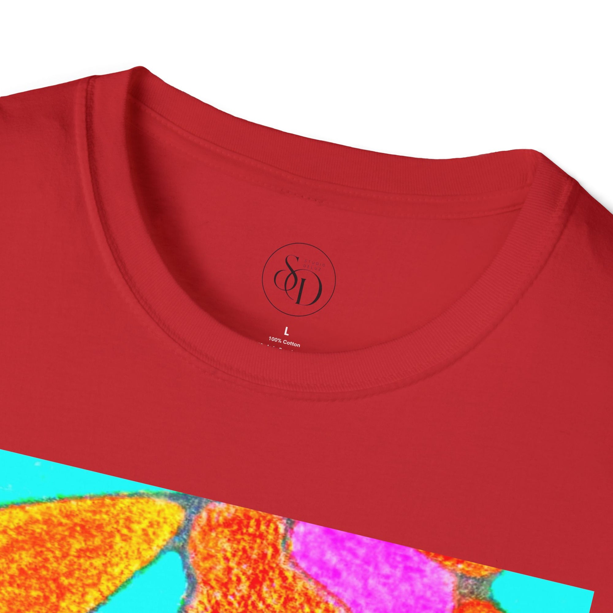 Organic Bloom Abstract Unisex Tee | Vibrant Pink & Orange Graphic Art Shirt