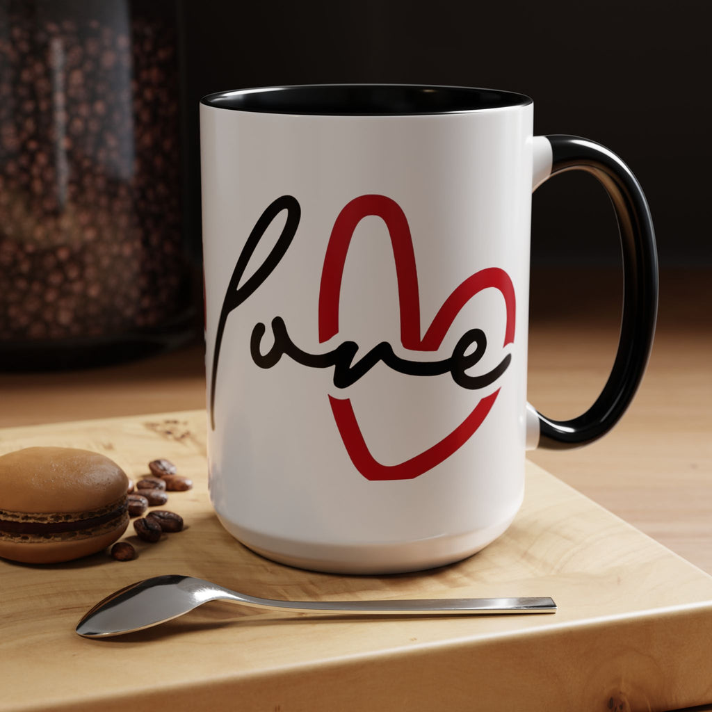 Romantic Love Mug | Heart Script Coffee Cup