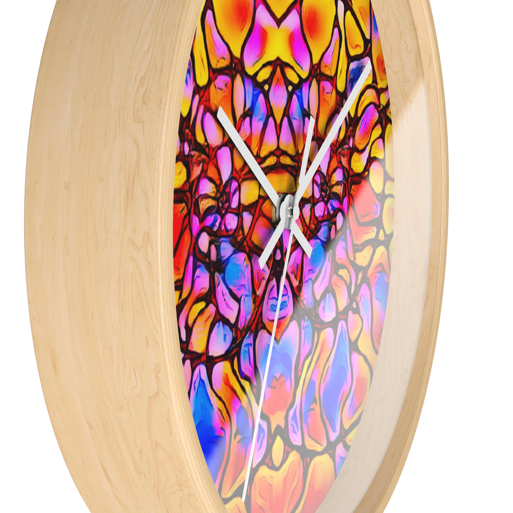 Stained Glass Kaleidoscope Wall Clock | Jewel Tone Abstract Home Decor | Silent Art Gift