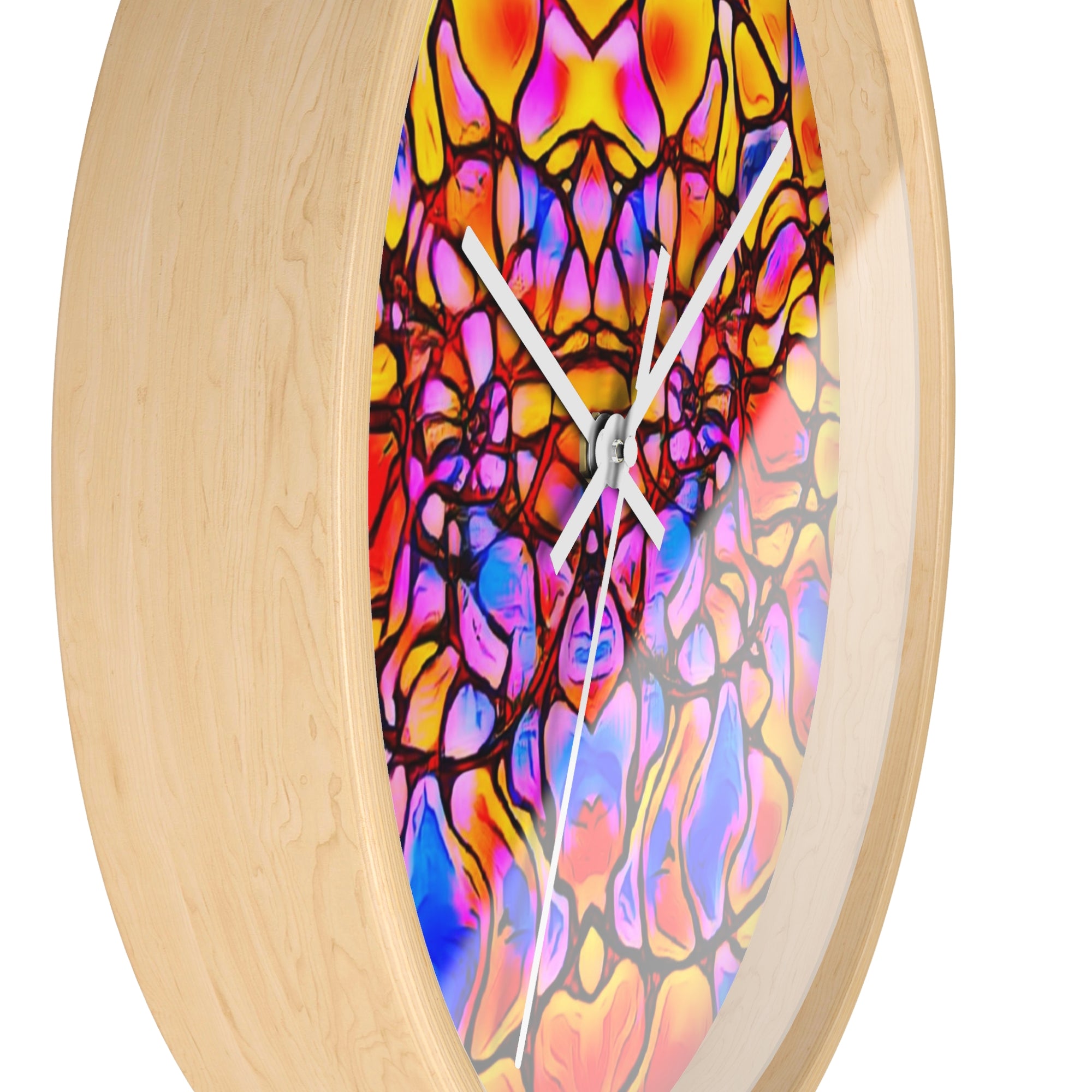 Stained Glass Kaleidoscope Wall Clock | Jewel Tone Abstract Home Decor | Silent Art Gift