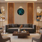 Modern Wall Clock | Black Turquoise Clock | Minimalist Silent Decor