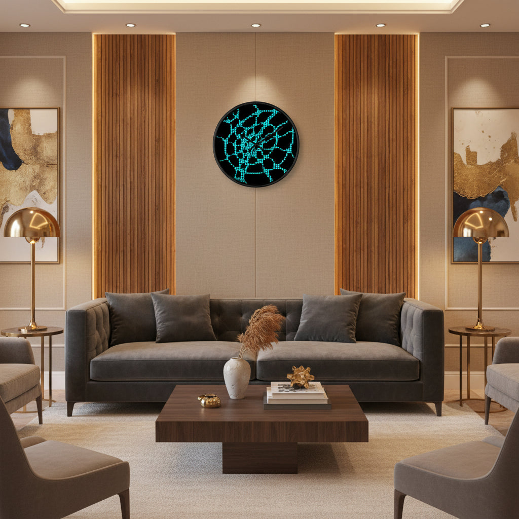 Modern Wall Clock | Black Turquoise Clock | Minimalist Silent Decor
