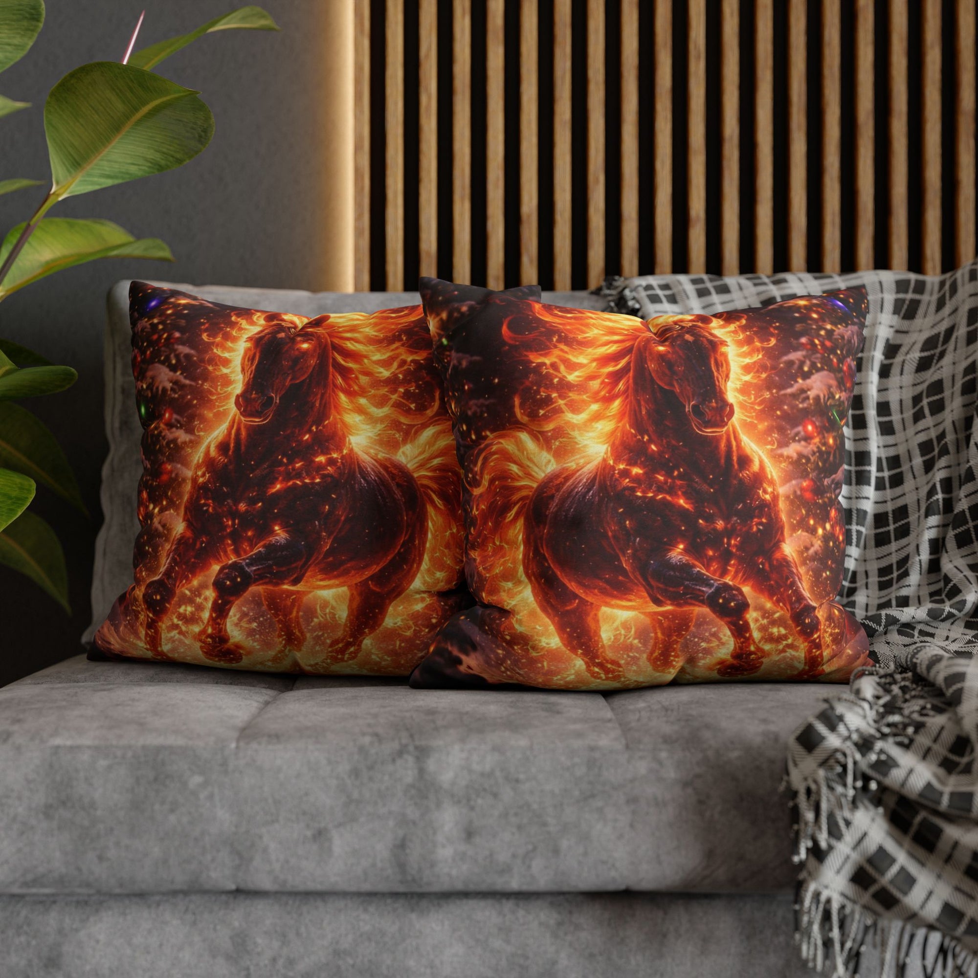 Fire Horse Throw Pillow | Christmas Decorative Cushion