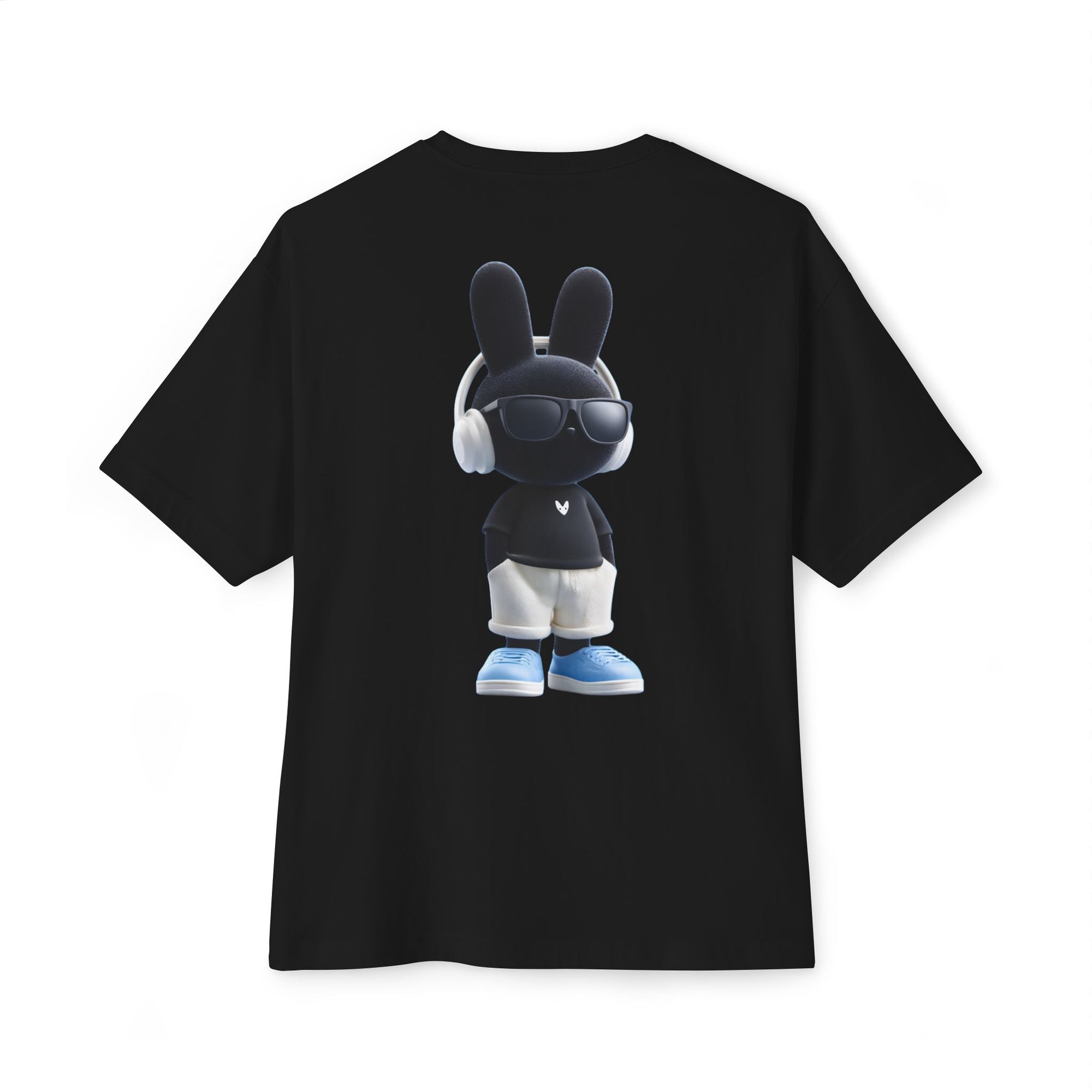 Oversized | Black Bunny Character Tee | Bunny Graphic T-Shirt