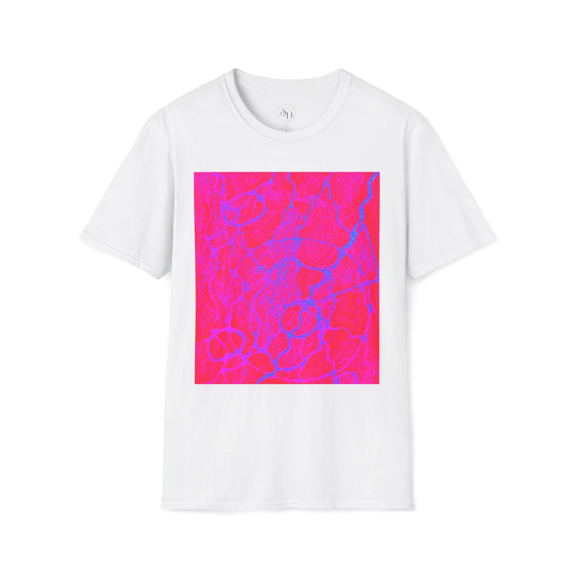 Neon Pink Plasma Abstract Unisex Tee | Vibrant Marble Graphic Shirt
