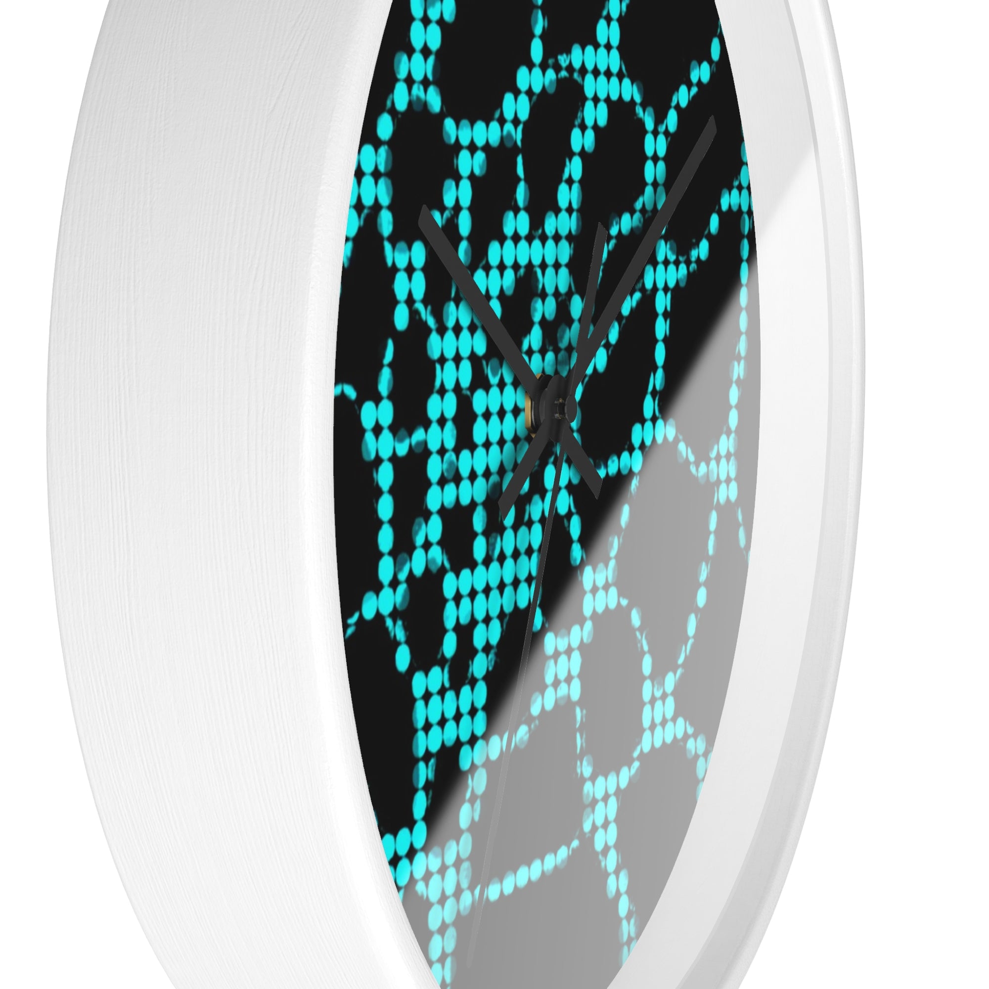 Abstract Digital Network Wall Clock | Turquoise Black Cyber Decor | Silent Unique Gift