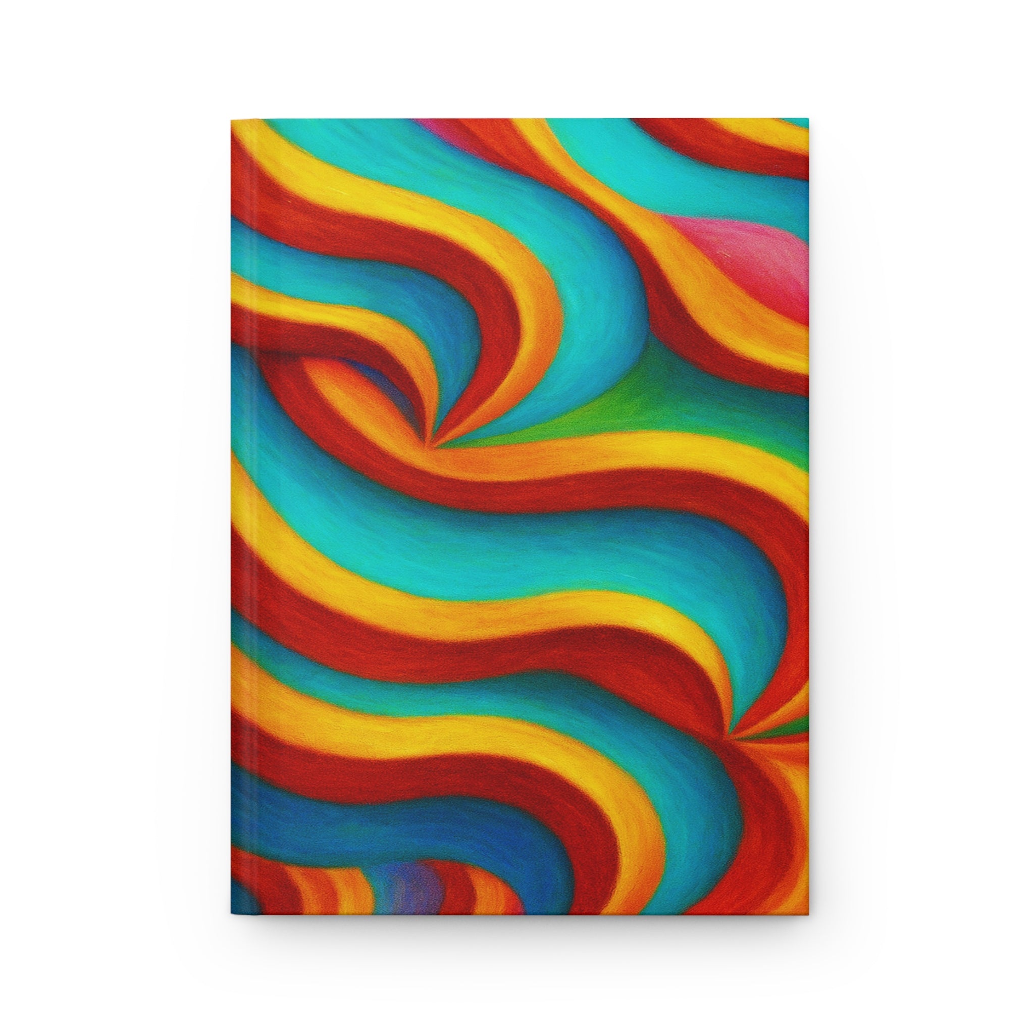 Rainbow Swirl Abstract Hardcover Journal | Colorful Wave Pattern Matte