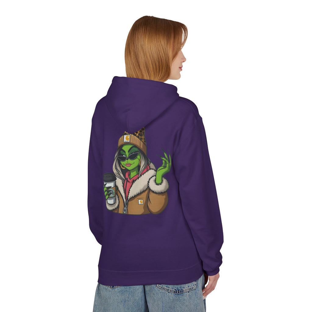 Sassy Grinch Girl Coffee Hoodie | Cozy Alien Winter Sweater | Funny Christmas Gift