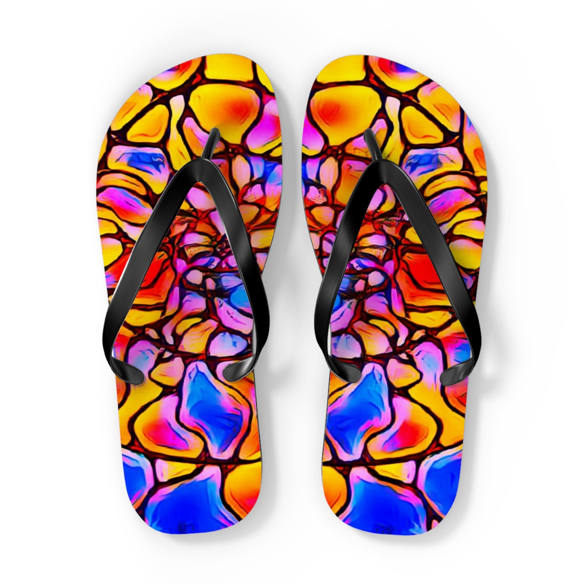 Vibrant Artistic Flip Flops | Colorful Summer Beach Sandals