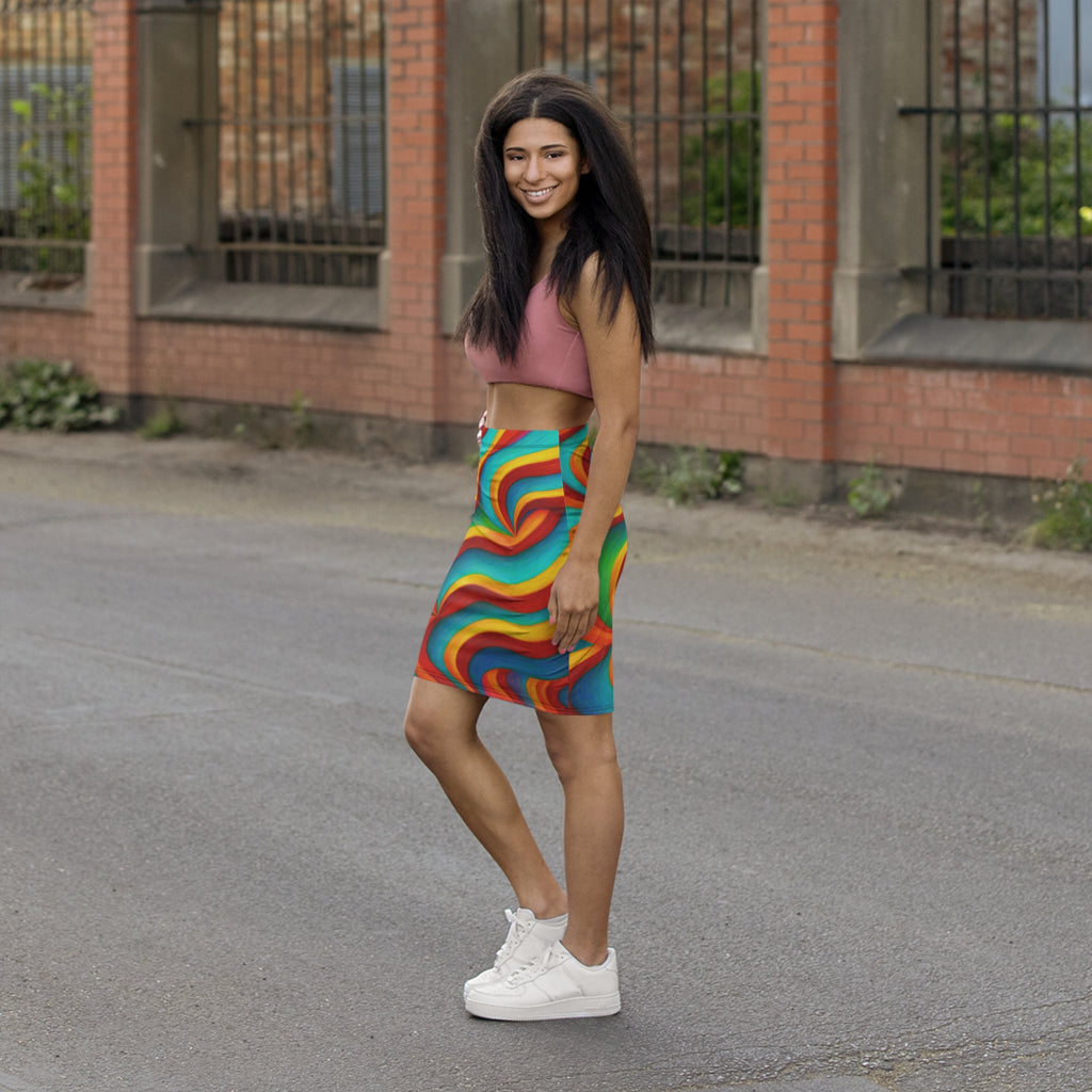 Colorful Swirl Mini Skirt | Abstract Art Bodycon | Creative Outfit