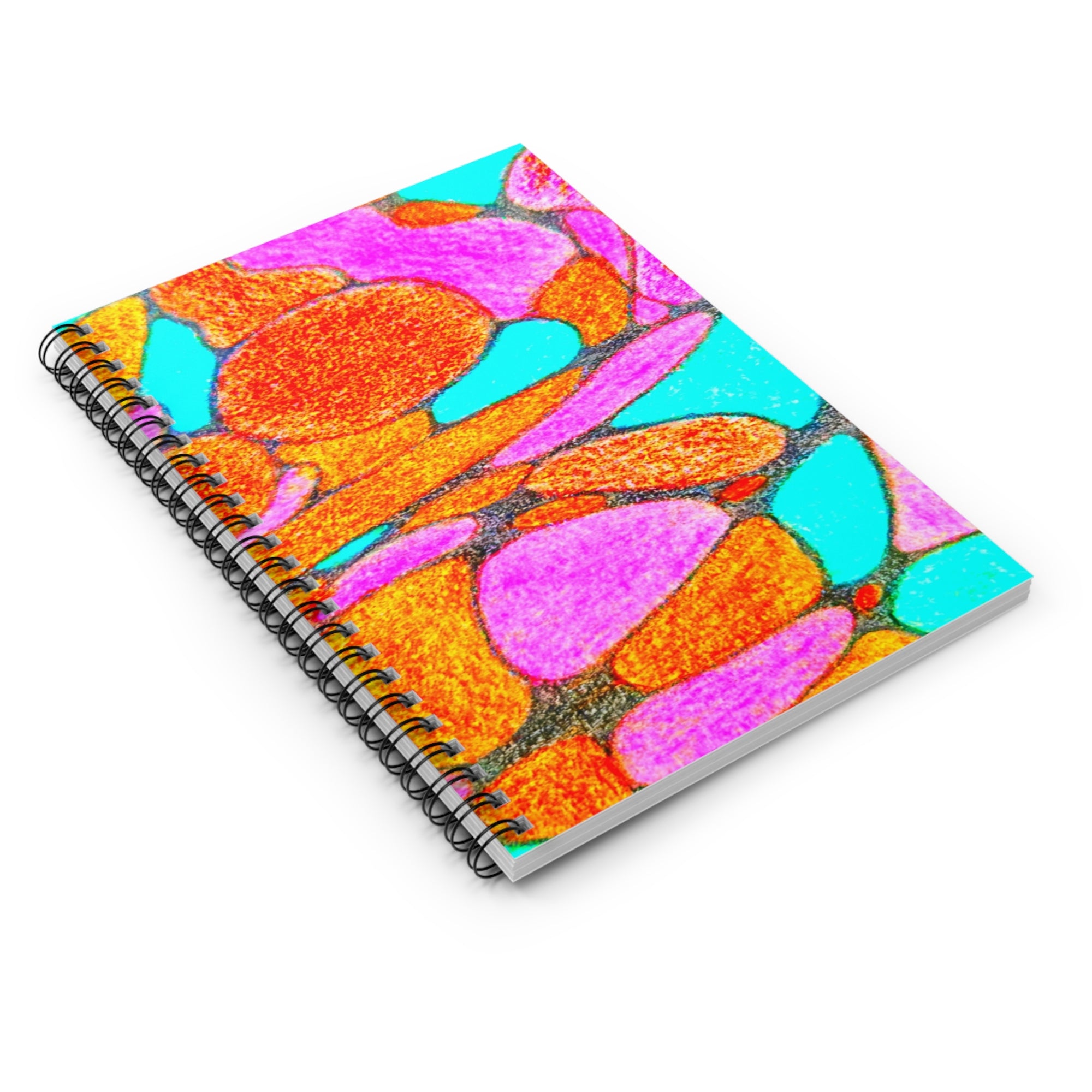 Organic Cells Abstract Spiral Notebook | Vibrant Coral Pattern Journal | Colorful Artistic Stationery