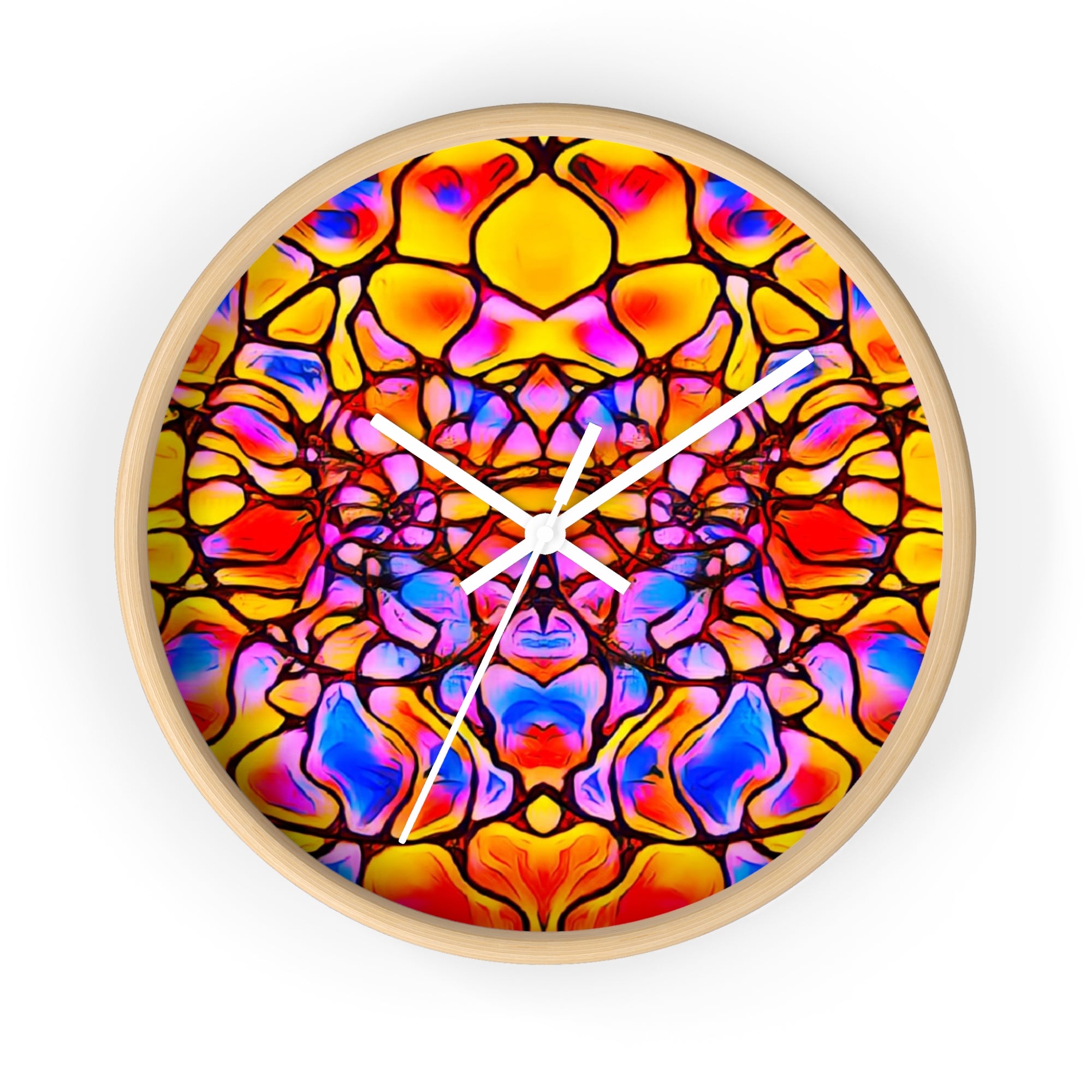 Kaleidoscope Wall Clock | Colorful Stained Glass Clock | Artistic Home Decor