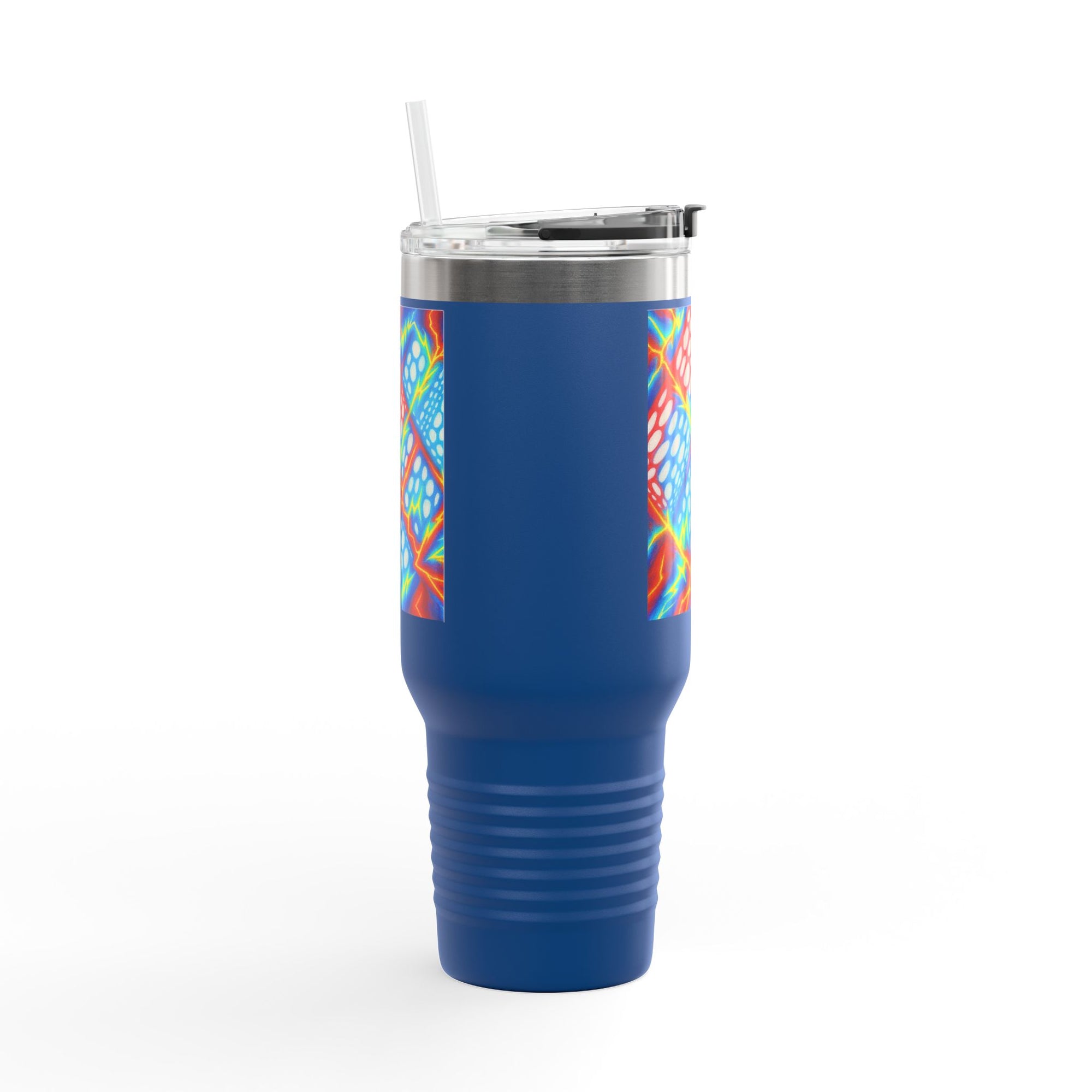 Bold Stainless Steel Travel Mug for Hot & Cold Drinks, Colorful Artistic Cup with Straw