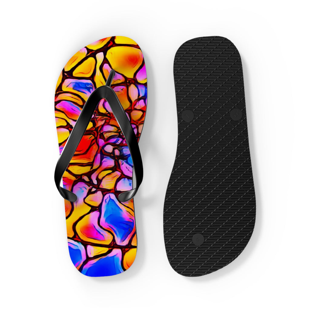 Vibrant Artistic Flip Flops | Colorful Summer Beach Sandals