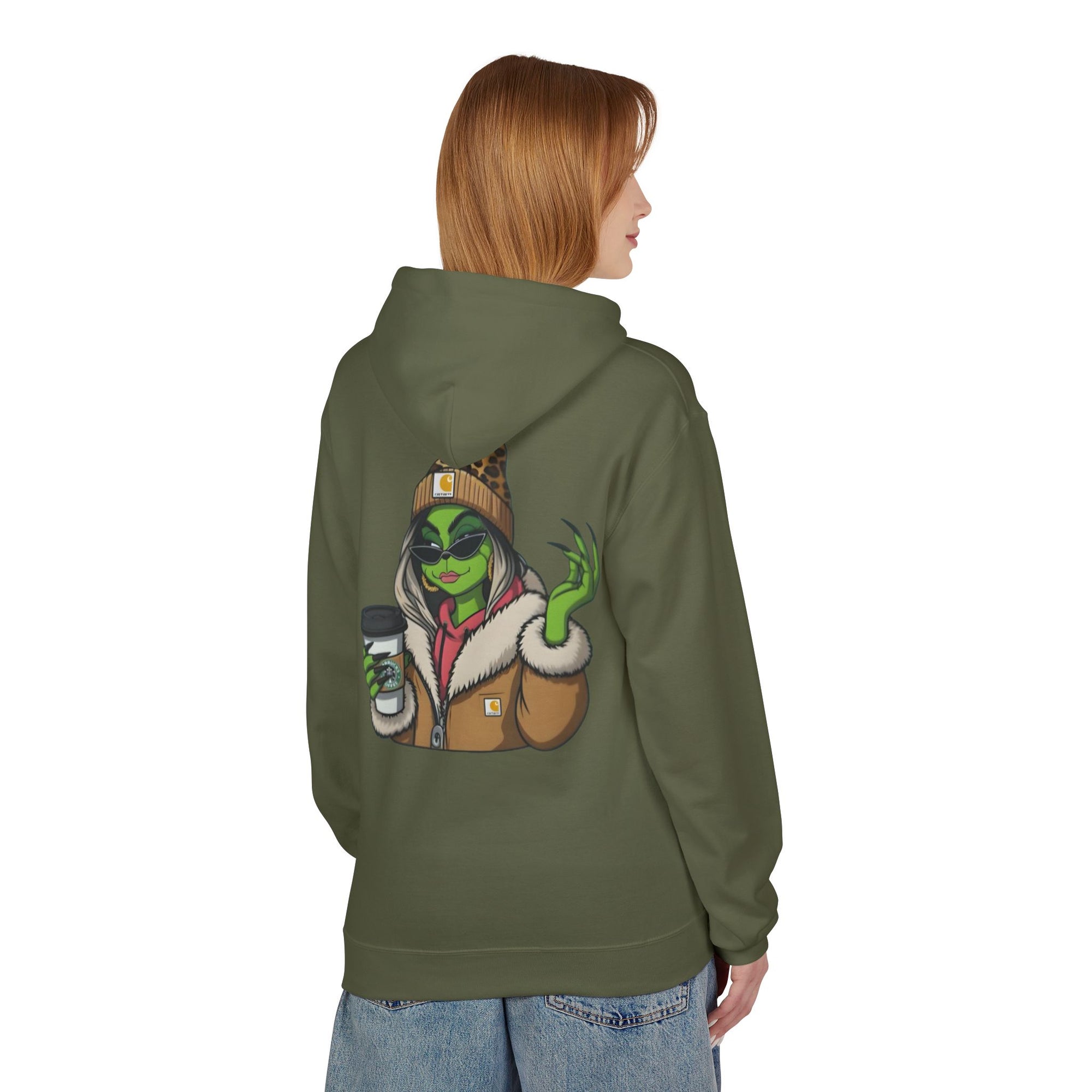 Sassy Grinch Girl Coffee Hoodie | Cozy Alien Winter Sweater | Funny Christmas Gift