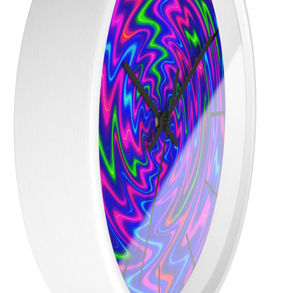 Psychedelic Abstract Wall Clock | Vibrant Neon Swirl Home Decor | Unique Trippy Gift