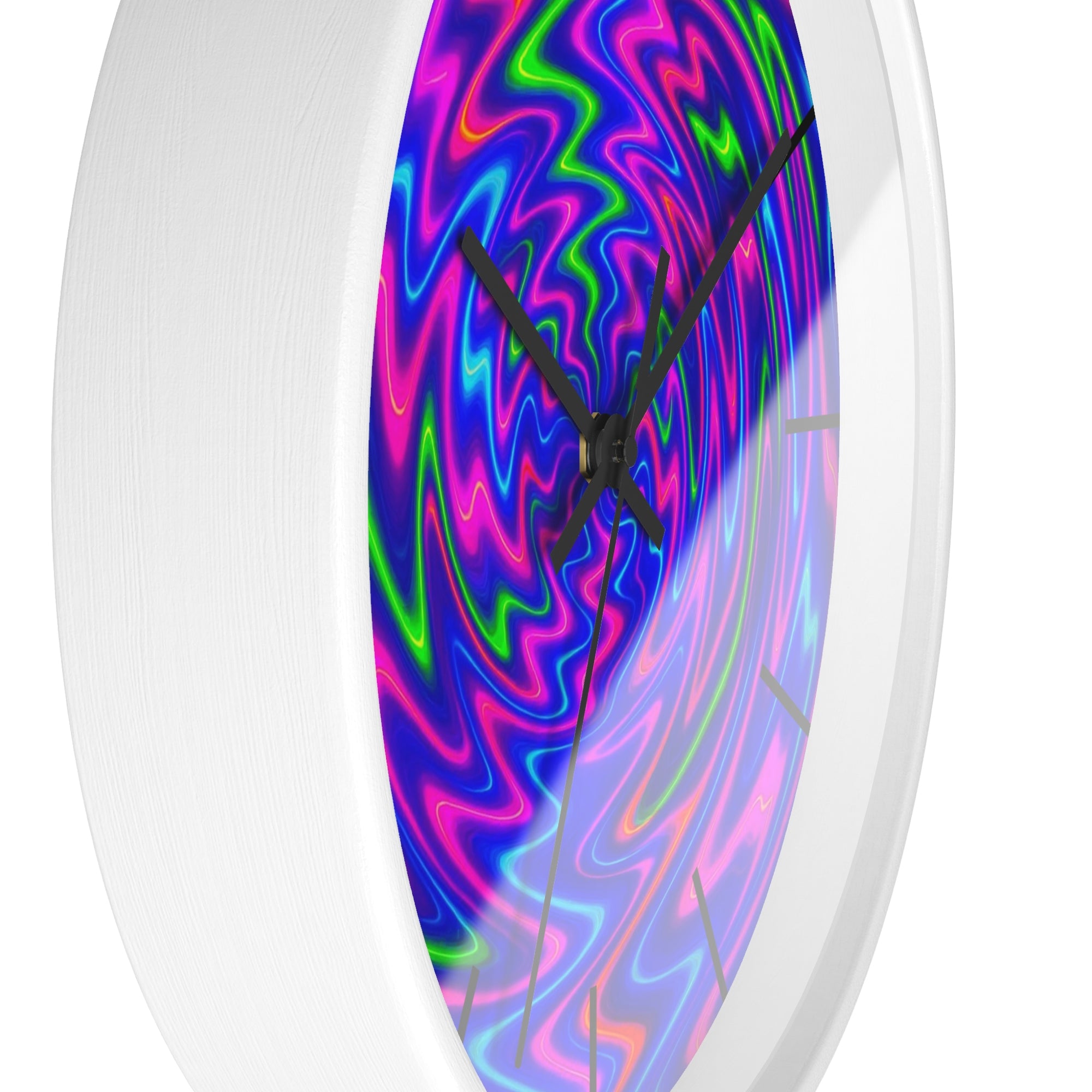 Psychedelic Abstract Wall Clock | Vibrant Neon Swirl Home Decor | Unique Trippy Gift