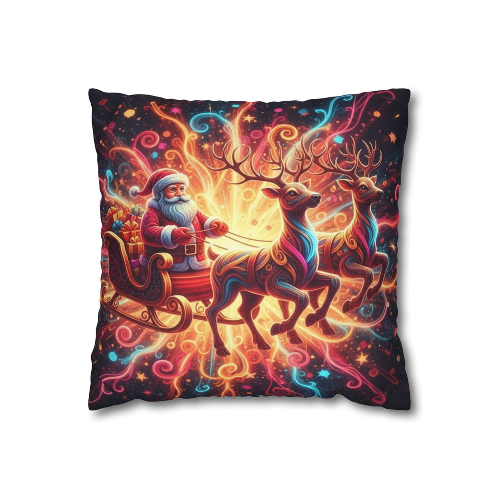 Santa Sleigh Throw Pillow | Christmas Reindeer Cushion