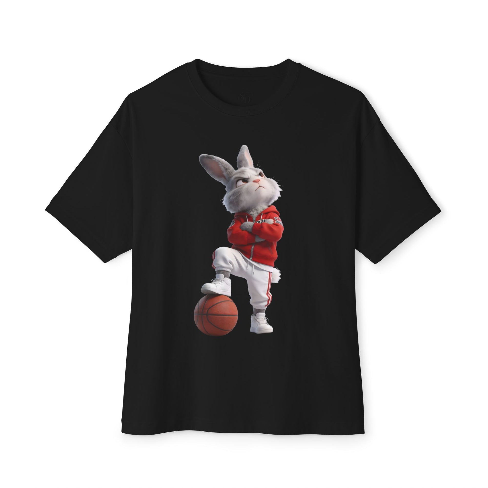 Oversized Bunny Basketball Player Graphic T-Shirt