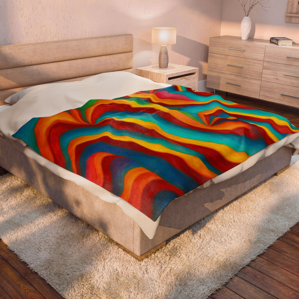 Swirl Plush Blanket | Colorful Velveteen Throw | Cozy Home Decor
