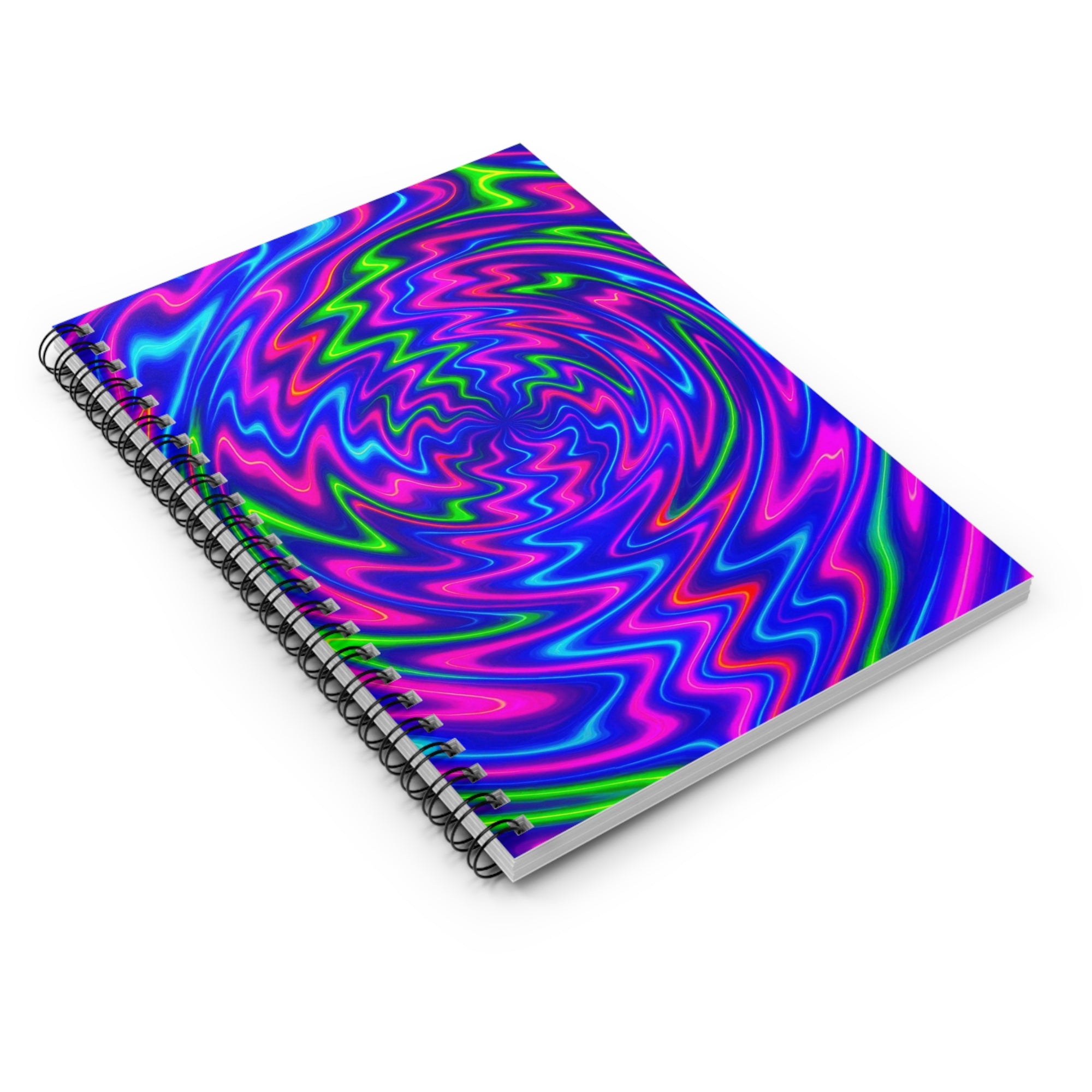 Neon Vortex Spiral Notebook | Vibrant Cyberpunk Journal | Trippy Abstract Stationery