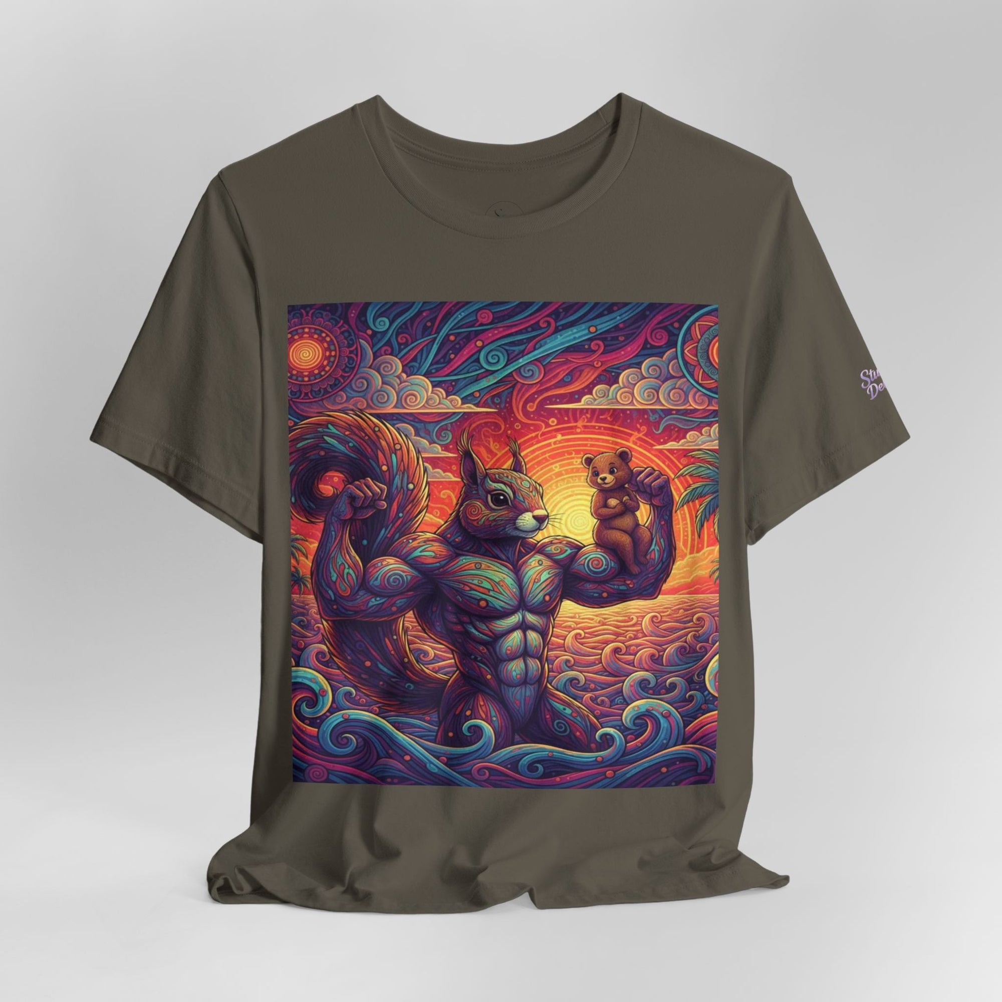 Muscular Squirrel Warrior T-Shirt | Fantasy Animal Design | Colorful Unisex Graphic Shirt