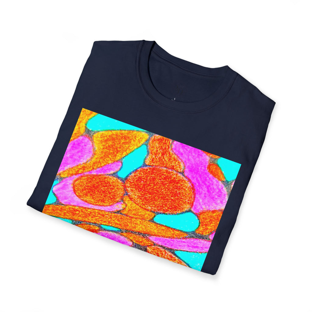 Organic Bloom Abstract Unisex Tee | Vibrant Pink & Orange Graphic Art Shirt