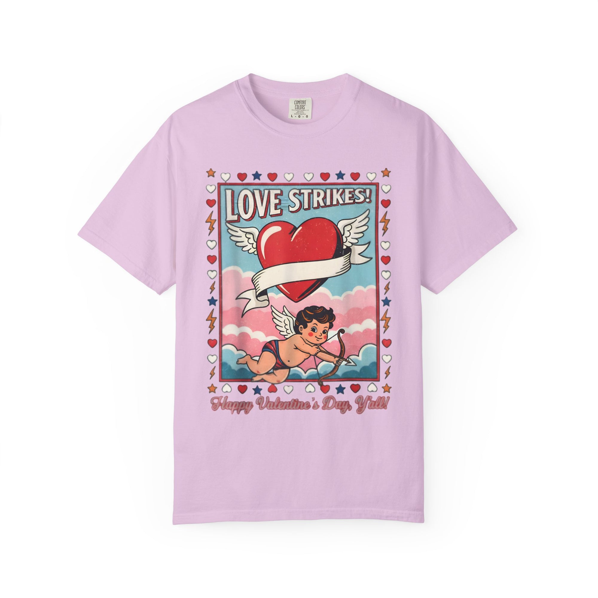 Love Strikes Cupid Heart T-Shirt | Valentine's Day Retro Graphic