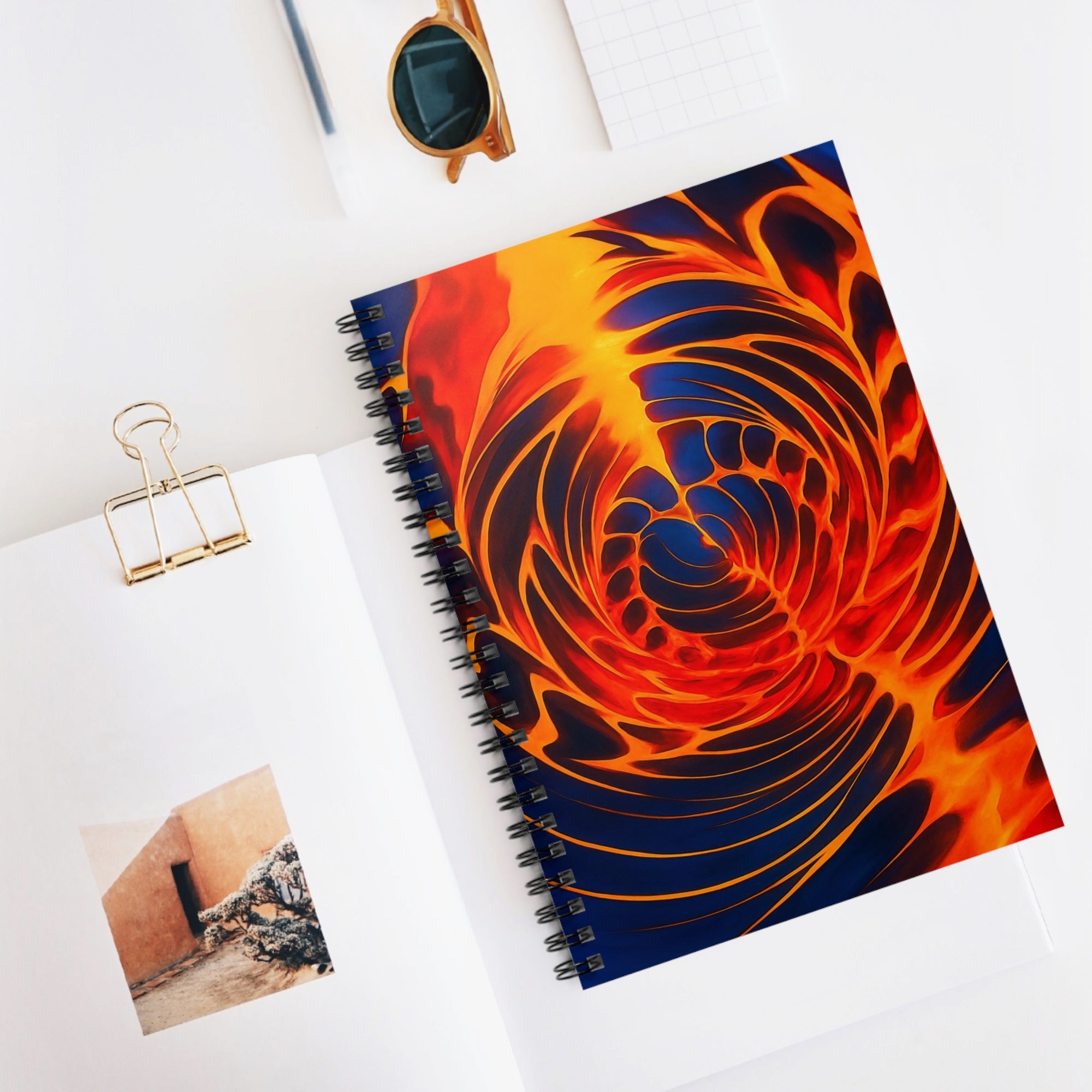 Fiery Spiral Notebook | Flame Abstract Aesthetic Journal