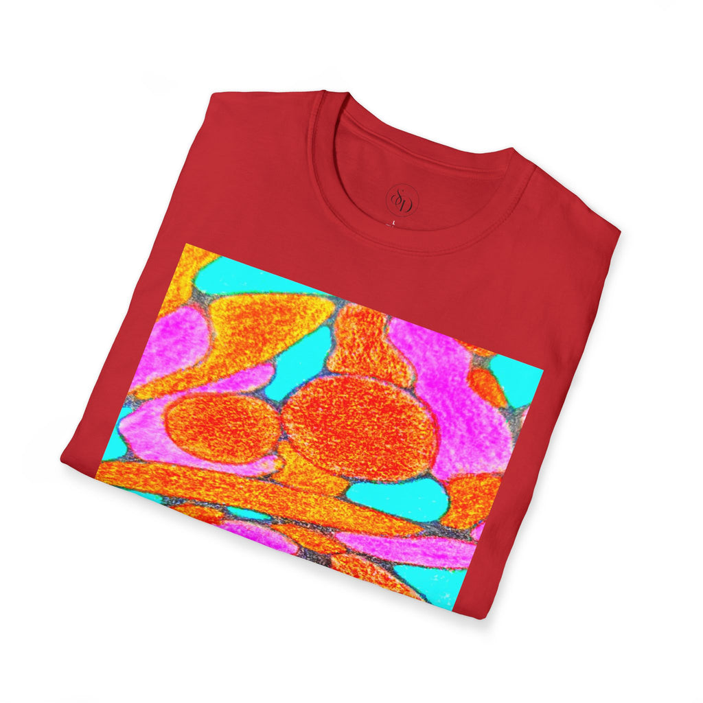 Organic Bloom Abstract Unisex Tee | Vibrant Pink & Orange Graphic Art Shirt