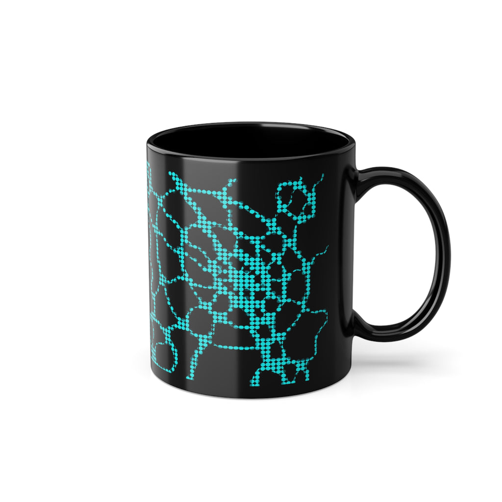 Futuristic Black Mug with Blue Tech Pattern | Cyber Coffee Cup | Modern Geek Gift for Programmers & Gamers