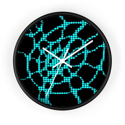 Abstract Digital Network Wall Clock | Turquoise Black Cyber Decor | Silent Unique Gift