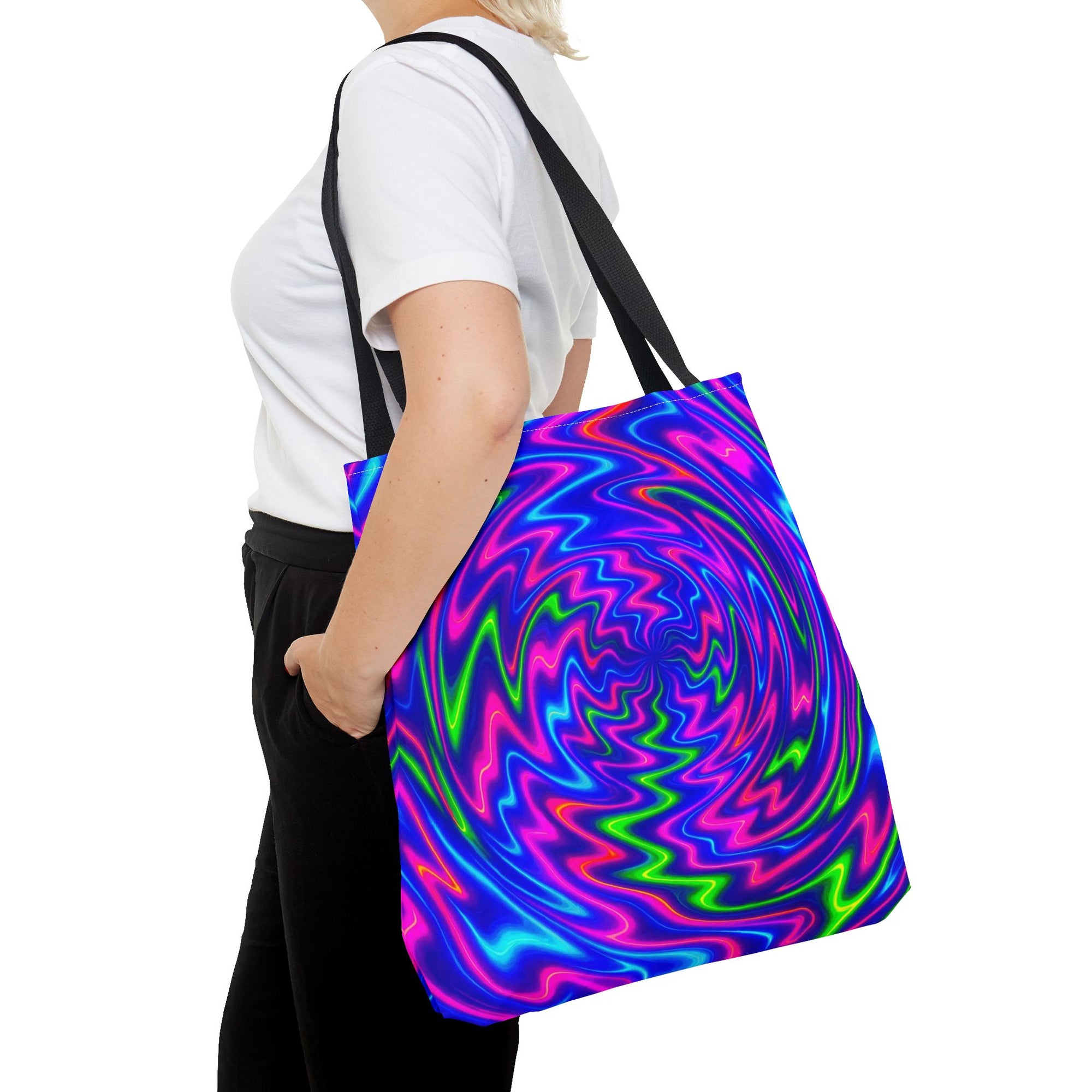 Neon Psychedelic Tote | Colorful Swirl Art Bag