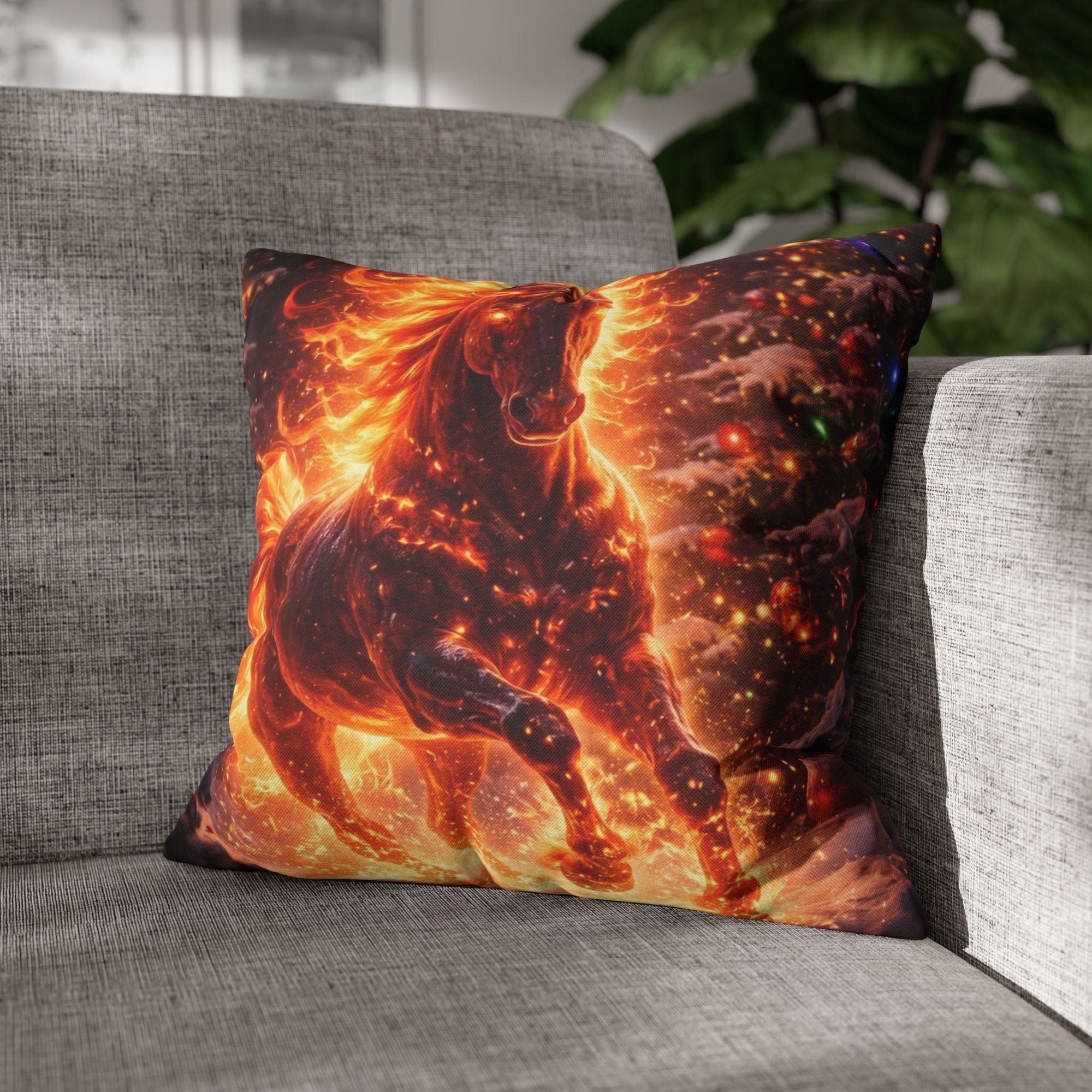 Fire Horse Throw Pillow | Christmas Decorative Cushion