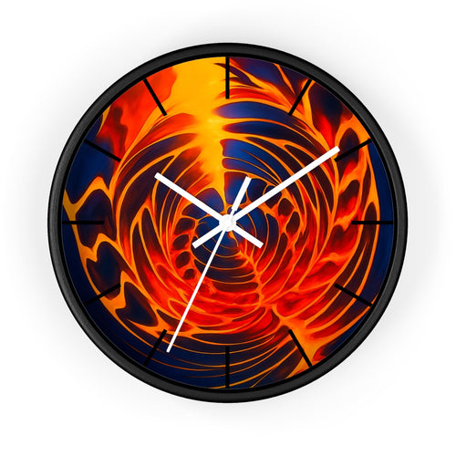Abstract Fire Vortex Wall Clock | Red Orange Swirl Home Decor | Unique Silent Gift