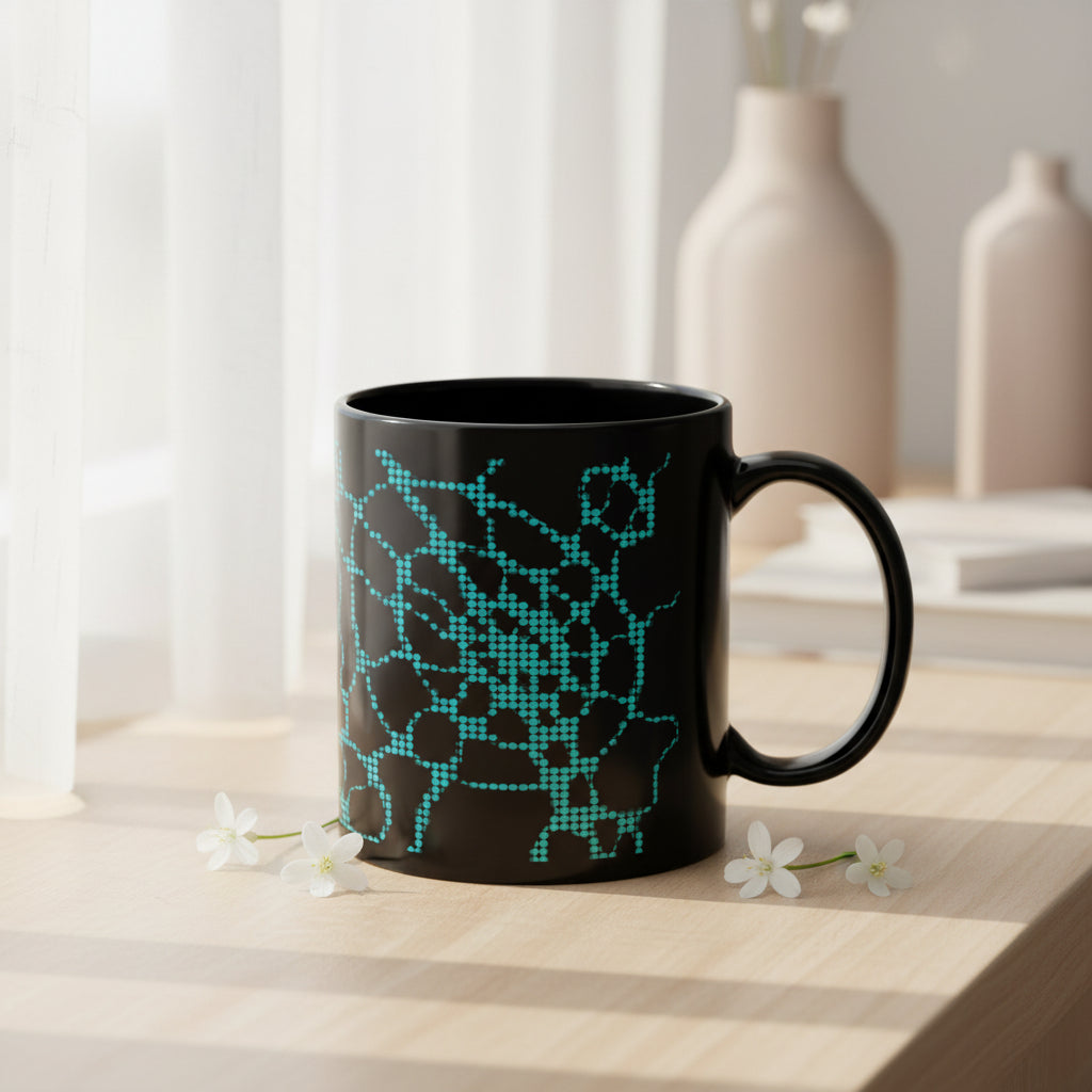 Cyber Tech Mug | Futuristic Black Coffee Cup | Gamer Desk Gift