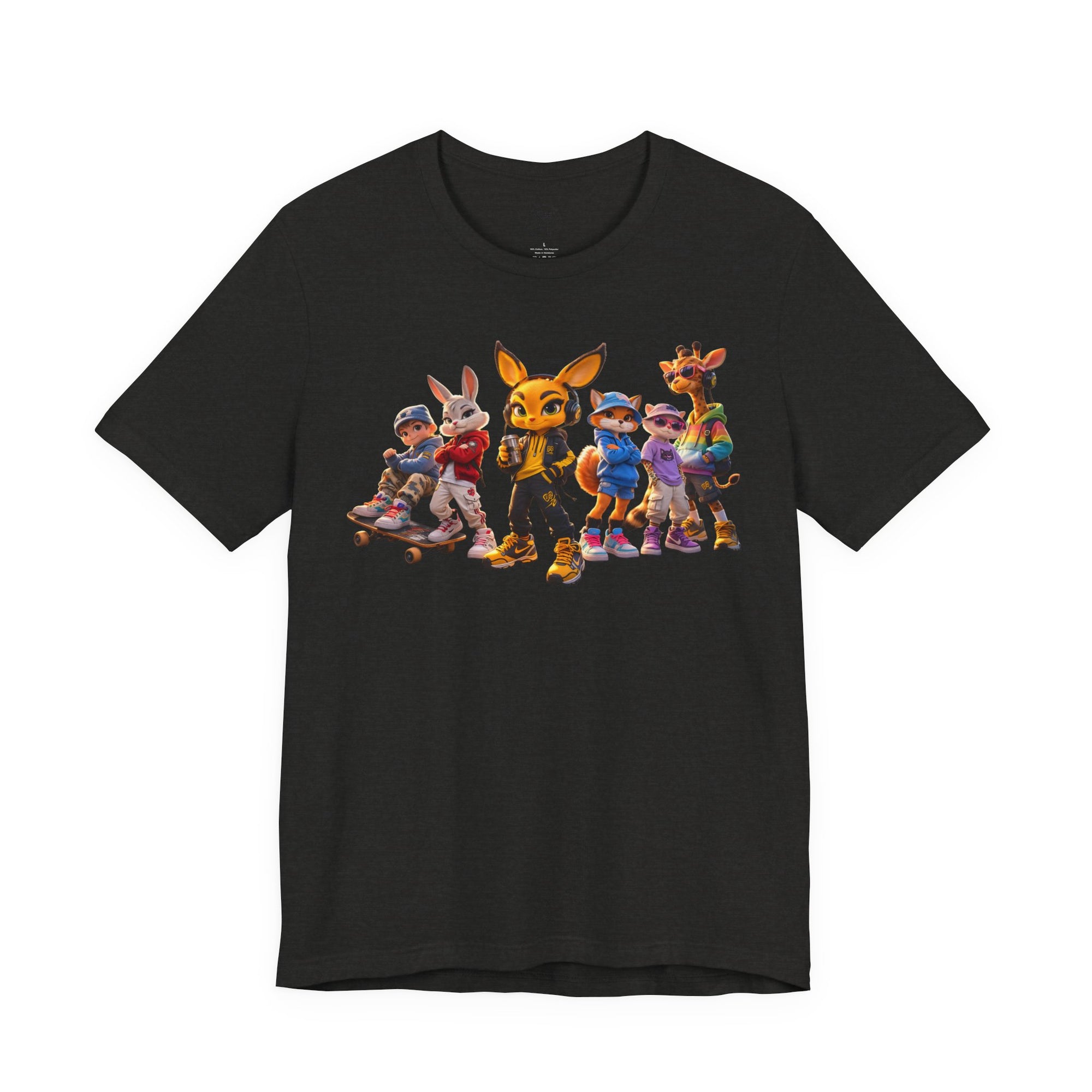 Anthropomorphic Skate Crew T-Shirt | Cartoon Fox, Bunny, Giraffe Characters