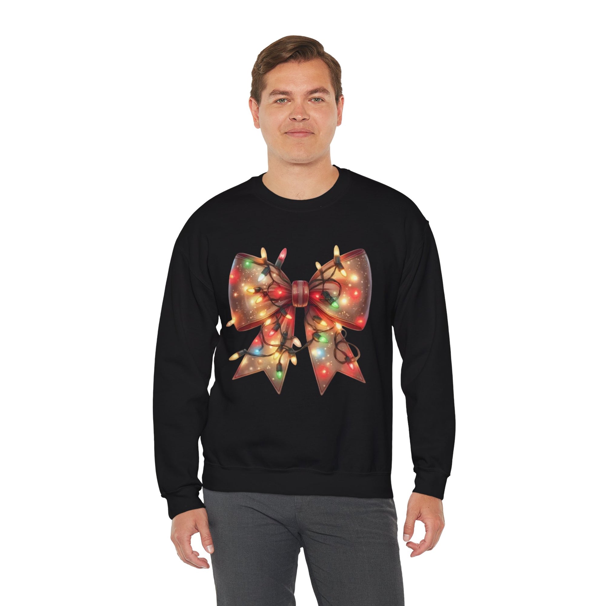 Christmas Bow Sweatshirt | Holiday Lights Crewneck