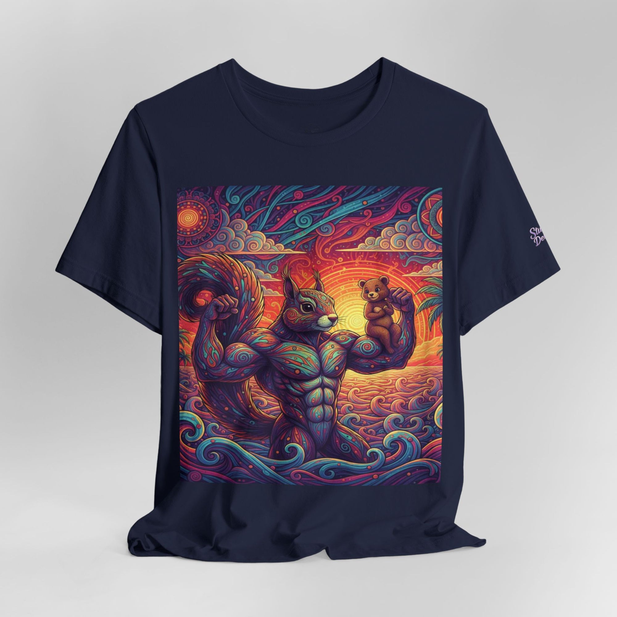 Muscular Squirrel Warrior T-Shirt | Fantasy Animal Design | Colorful Unisex Graphic Shirt