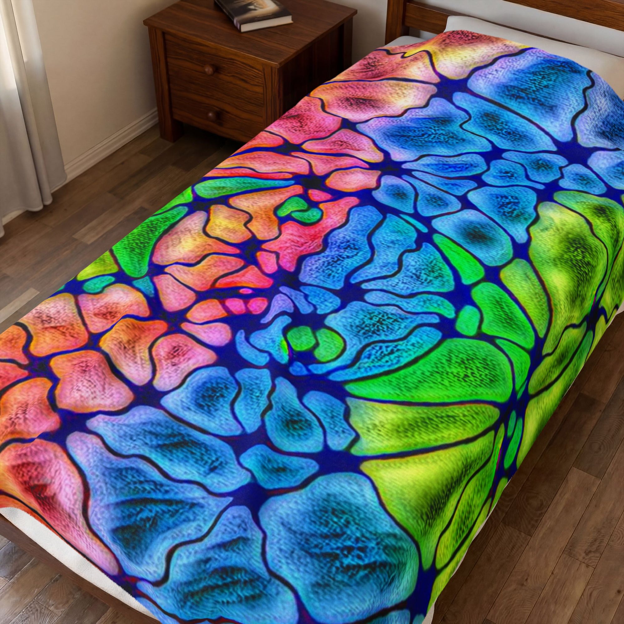 Tie-Dye Plush Blanket | Colorful Velveteen Throw | Cozy Home Decor